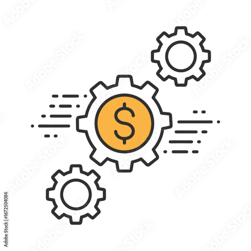Financial gears turning to generate business success and profit.