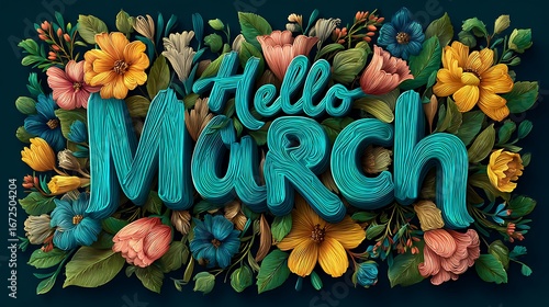 background of the words hello march