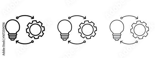 Implementation icon in outline stroke style symbol.