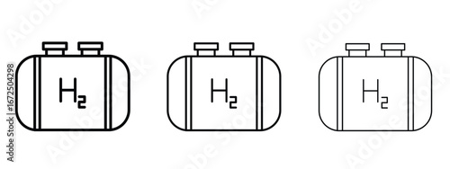Hydrogen gas tank icon in outline stroke style symbol.