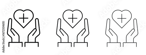 Health insurance icon in outline stroke style symbol.