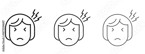 Headache icon in outline stroke style symbol.