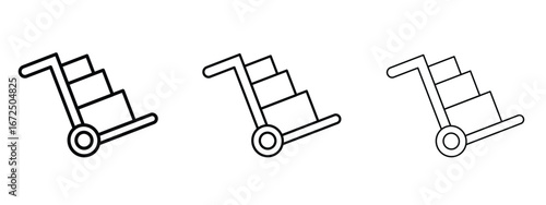 Hand truck icon in outline stroke style symbol.