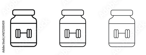 Fitness supplement icon in outline stroke style symbol.