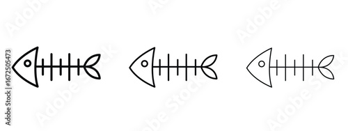 Fishbone icon in outline stroke style symbol.