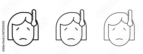 Fever icon in outline stroke style symbol.