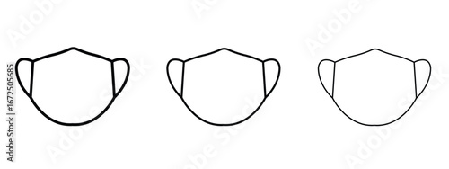 Face mask icon in outline stroke style symbol.