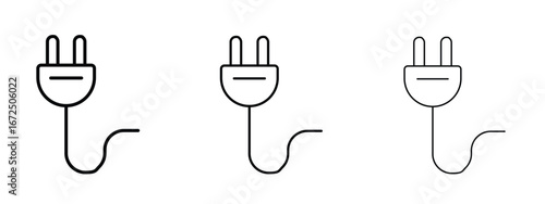 Electrical plug icon in outline stroke style symbol.