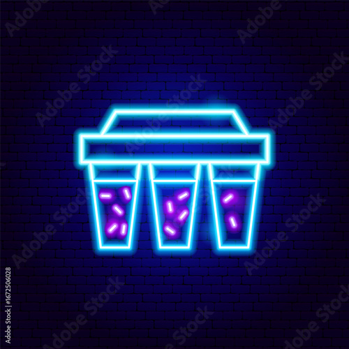 Water Filter Neon Sign. Vector Illustration of Bright Plumber Object in Glowing Style. Bath Led Lamp Icon over Dark Blue Brick Background.