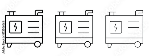 Electric generator icon in outline stroke style symbol.