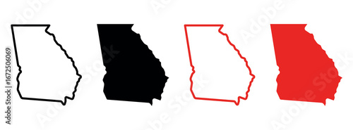 U.S. state Georgia map icon , Georgia map showing big cities, capital Tbilisi, administrative divisions and country borders with Russia, Azerbaijan, Armenia, Turkey. Vector illustration .
