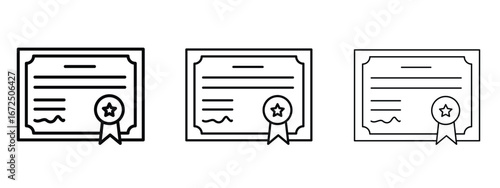 Diploma icon in outline stroke style symbol.