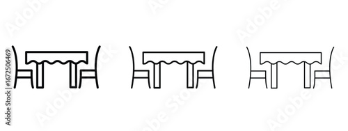 Dinner table icon in outline stroke style symbol.