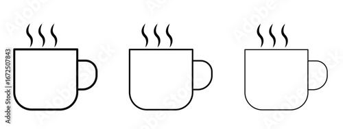 Coffee mug icon in outline stroke style symbol.