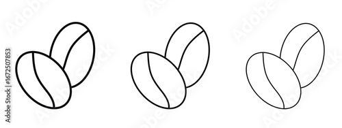 Coffee beans icon in outline stroke style symbol.