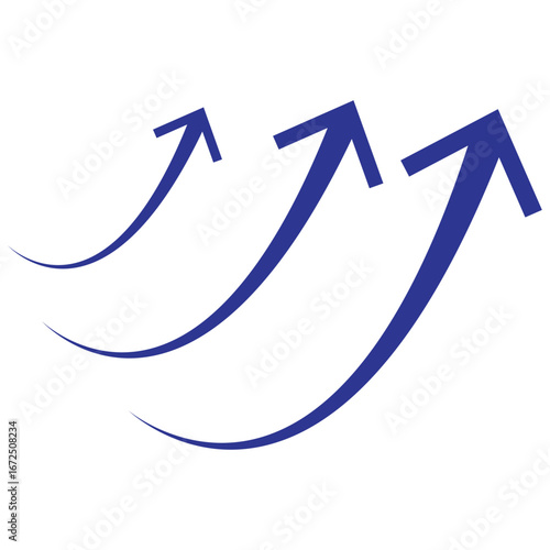 Blue curved arrow icon isolated on white background vector illustration.