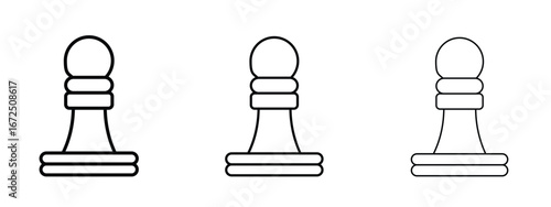 Chess pawn icon in outline stroke style symbol.