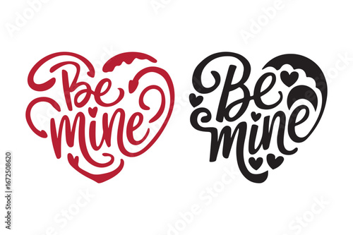 Be mine heart calligraphy designs for valentine s day