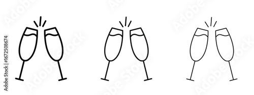 champagne glasses icon in outline stroke style symbol.