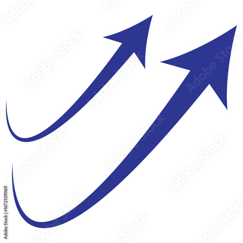 Blue curved arrow icon isolated on white background vector illustration.