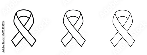Cancer ribbon icon in outline stroke style symbol.