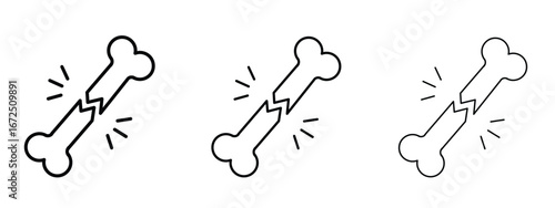 Broken bone icon in outline stroke style symbol.