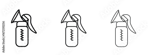 Breast pump icon in outline stroke style symbol.