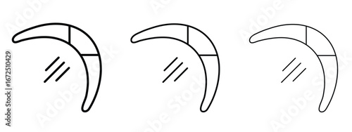 Boomerang icon in outline stroke style symbol.