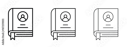 Biography icon in outline stroke style symbol.