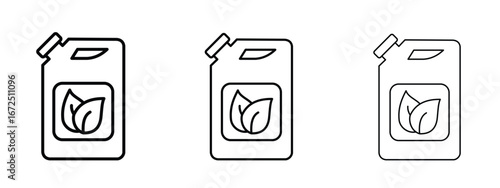 Biofuel canister icon in outline stroke style symbol.