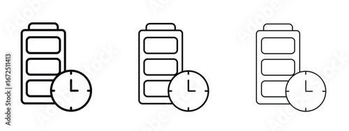 Battery life icon in outline stroke style symbol.