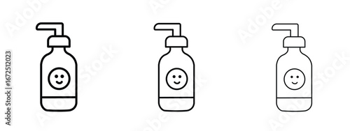 Baby shampoo icon in outline stroke style symbol.