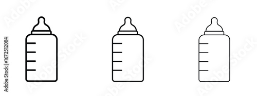 Baby milk bottle icon in outline stroke style symbol.