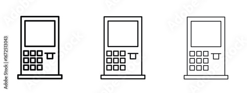Atm icon in outline stroke style symbol.