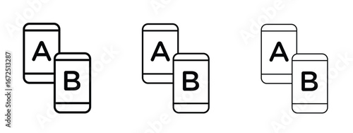 A B testing icon in outline stroke style symbol.