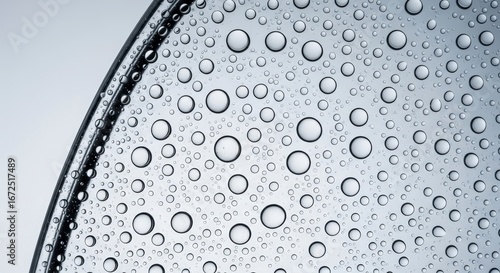Water Droplets on Clear Surface with Soft Blue Background