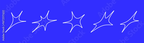 set of abstract stars shapes and flowers, geometric line collection star icons explosion, modern design for card, invitation, wallpaper, poster