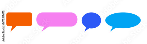 set of talk speech bubble, shapes geometric icon collection for conversation, cloud circle and square, modern design for card, invitation, wallpaper, poster	