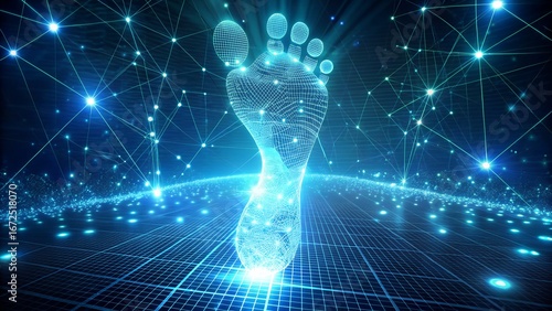 Digital Footprint in the Metaverse Technology Data Security and Virtual Identity Concept