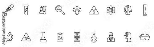 Laboratory and Science Icon Set — Chemistry, Biology, Experiment, Safety