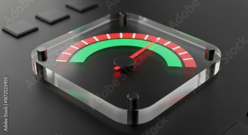 Gauge Display with Green and Red Indicators on Black Background