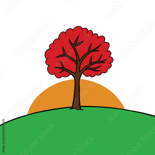 Vector art of orange armchair with blue buttons