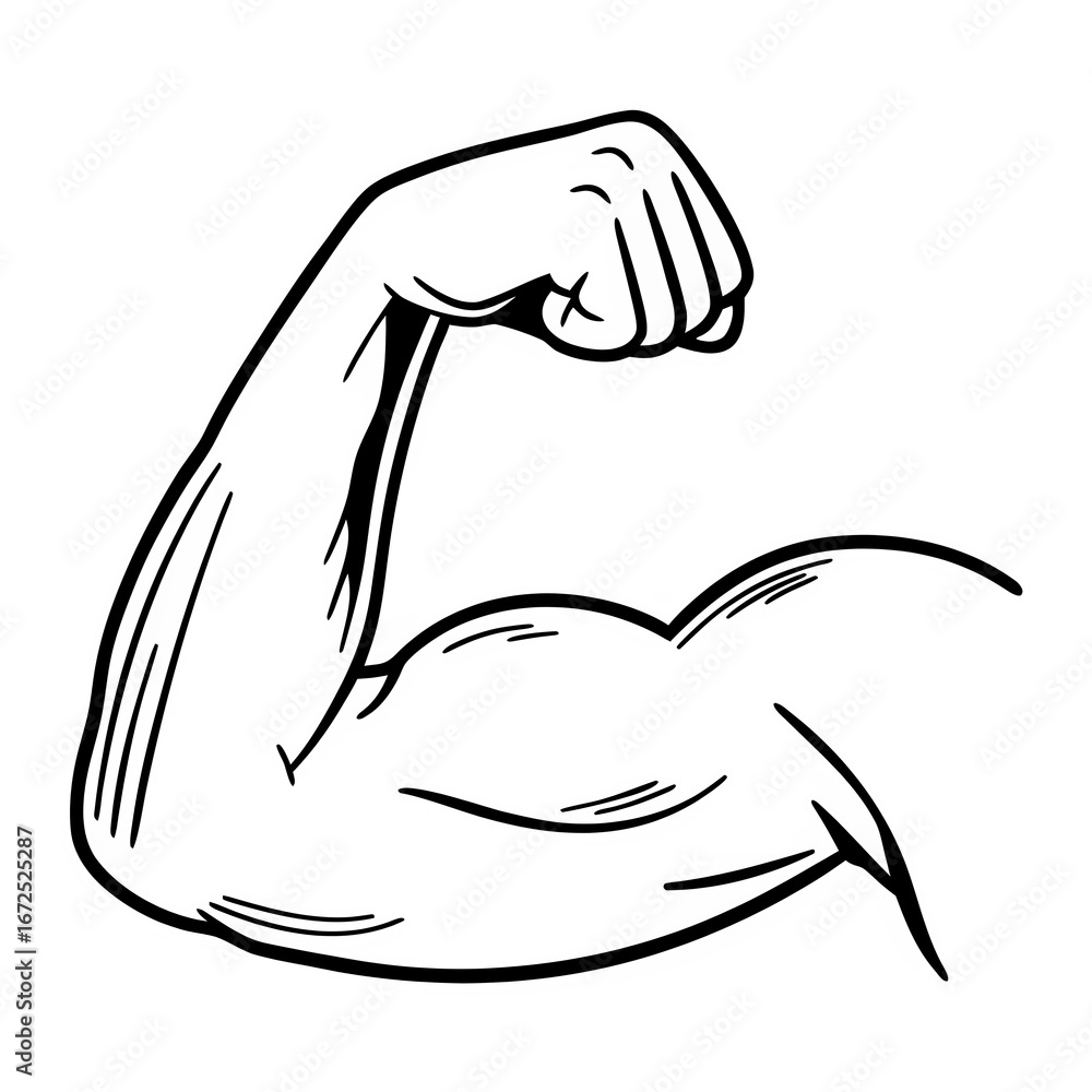 Obraz premium Muscle Line Art Icon. Fitness, Bodybuilding, and Strength Symbol