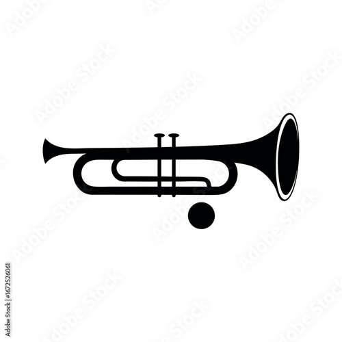 Trombone Black Silhouette Vector on White Background