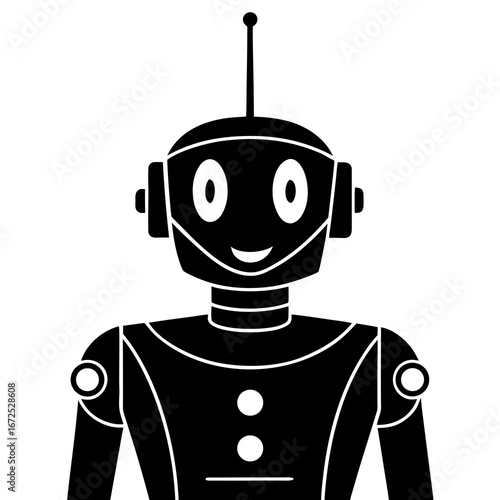 Round Robot Face Icon – Cute AI Technology Bot