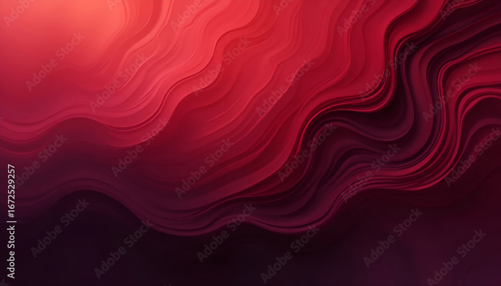 Fototapeta premium Smooth flowing red silk fabric creating a vibrant wavy pattern for a soft textile backdrop