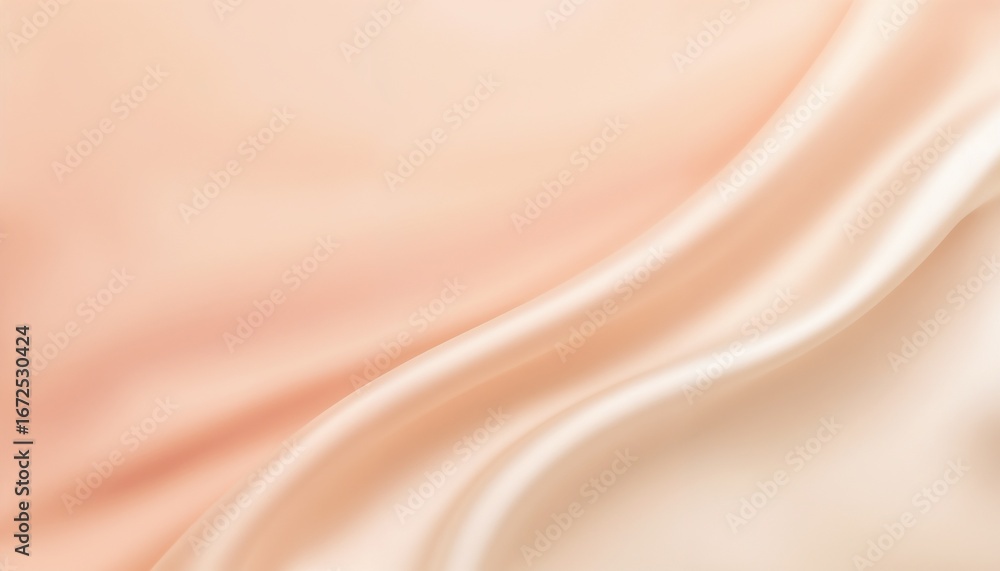 Fototapeta premium Soft satin fabric in peach and cream colors with flowing texture 