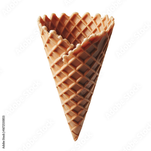 Empty waffle cone isolated on white background	