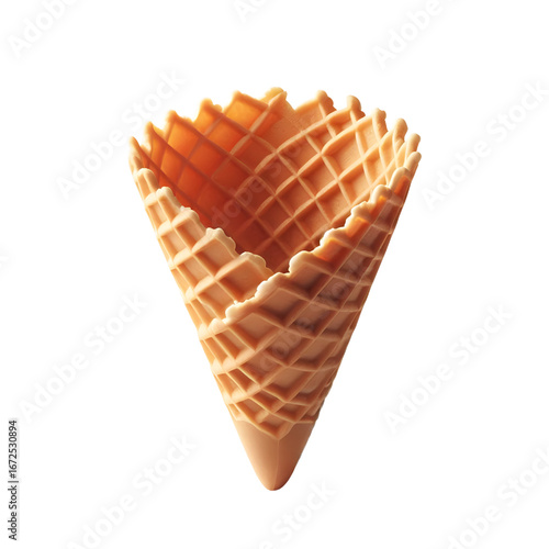 Empty waffle cone isolated on white background	