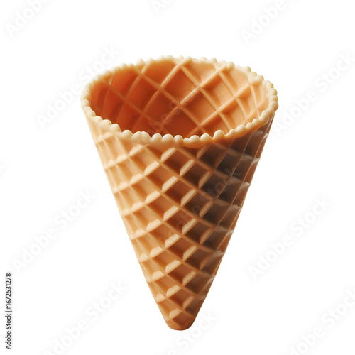 Empty waffle cone isolated on white background	